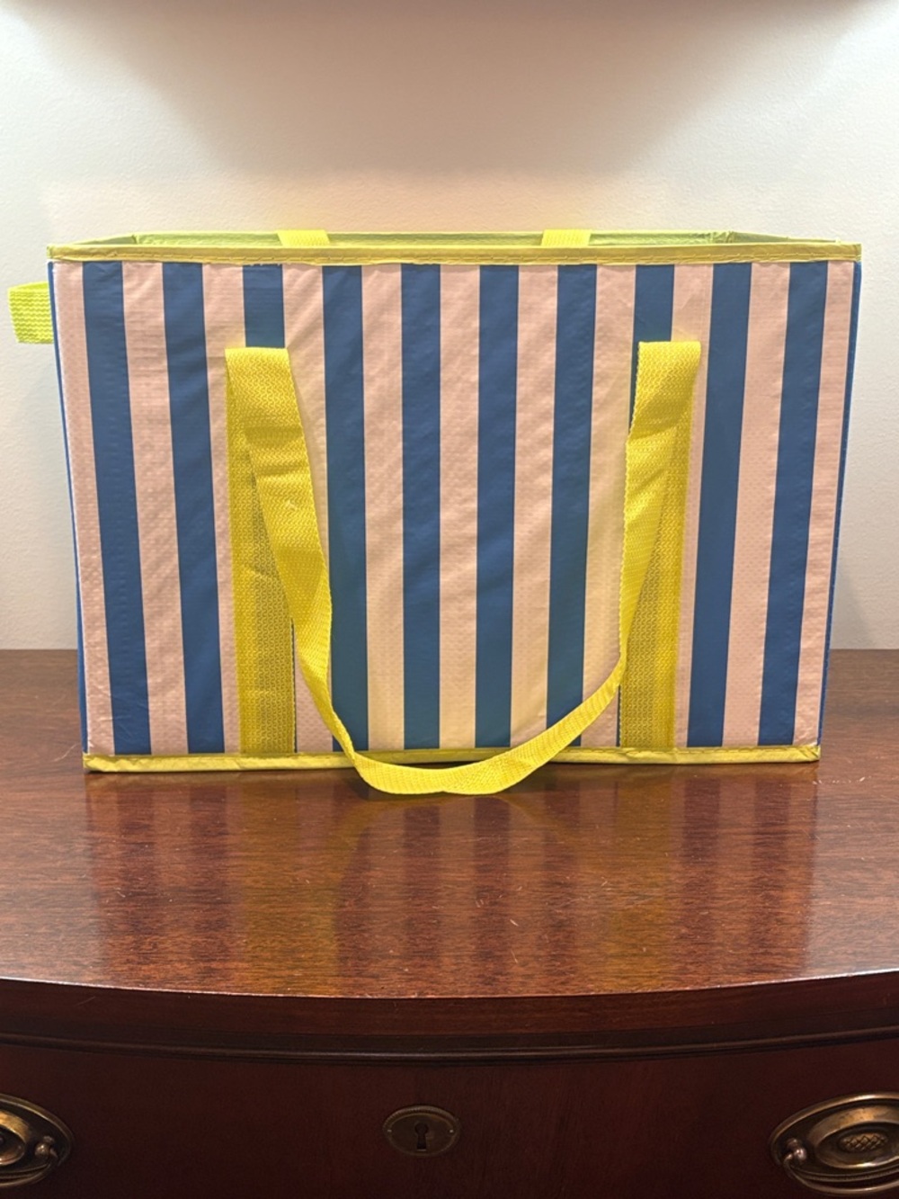 Collapsible Box Tote - Blue and Yellow Trim - Picture 2 of 16